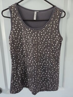 Like New>>Susan Lawrence Taupe/Gray Sequin Tank Top Sz. Small